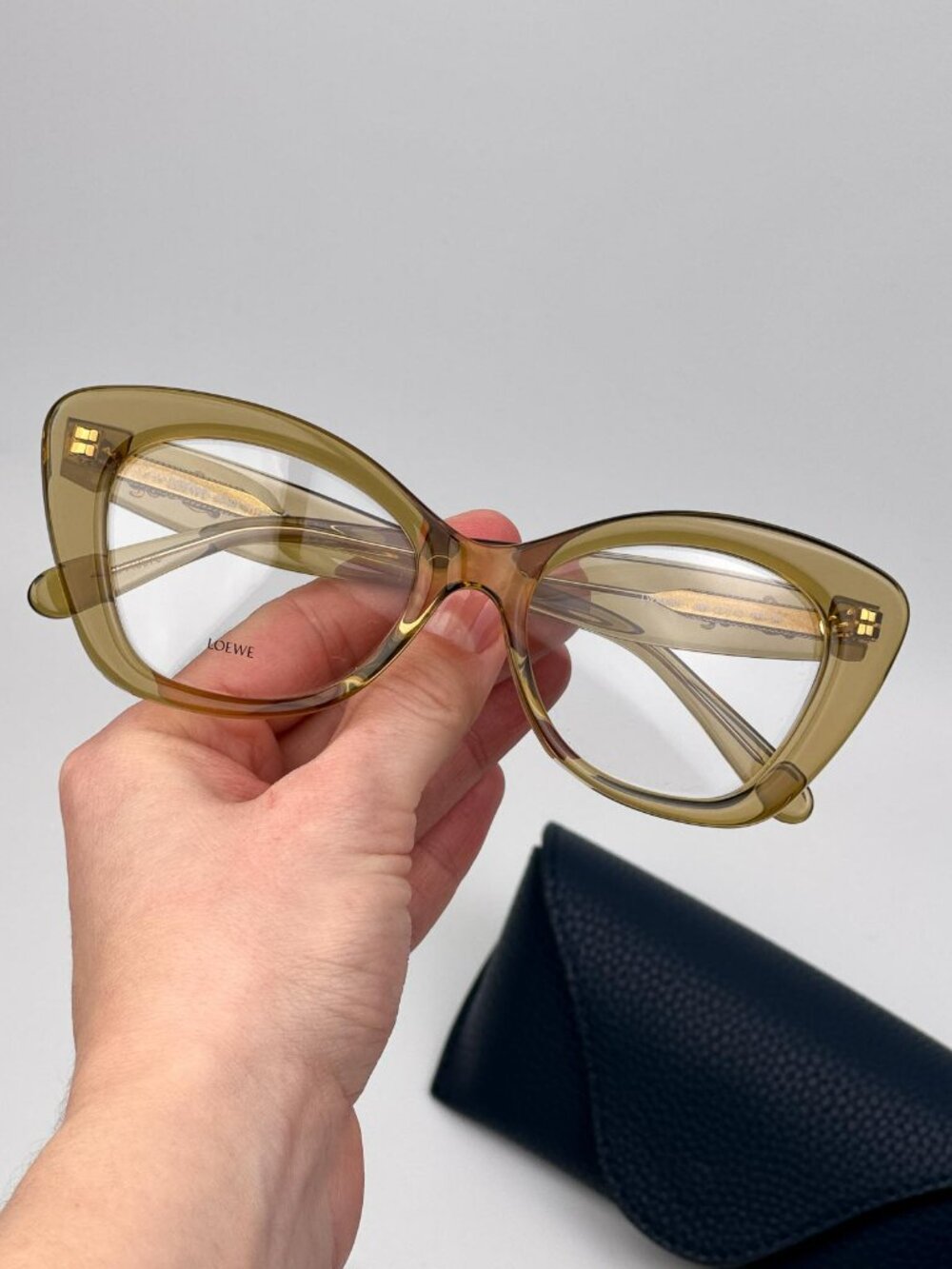 Loewe CURVY Women Eyeglasses – Dark Green Cat Eye Frame (0096)